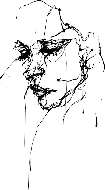Vrouw gezicht abstract creatief portret minimalistische tekening