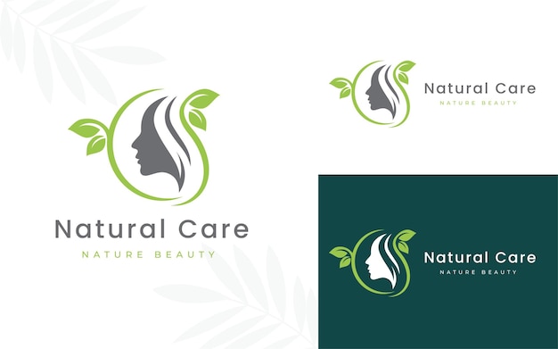 Vrouw gezicht in natuurlijke vorm logo ontwerpsjabloon voor schoonheidssalon massage cosmetica en spa