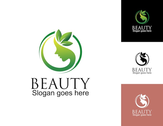 Vrouw gezicht in natuurlijke vorm logo ontwerpsjabloon voor schoonheidssalon massage cosmetica en spa