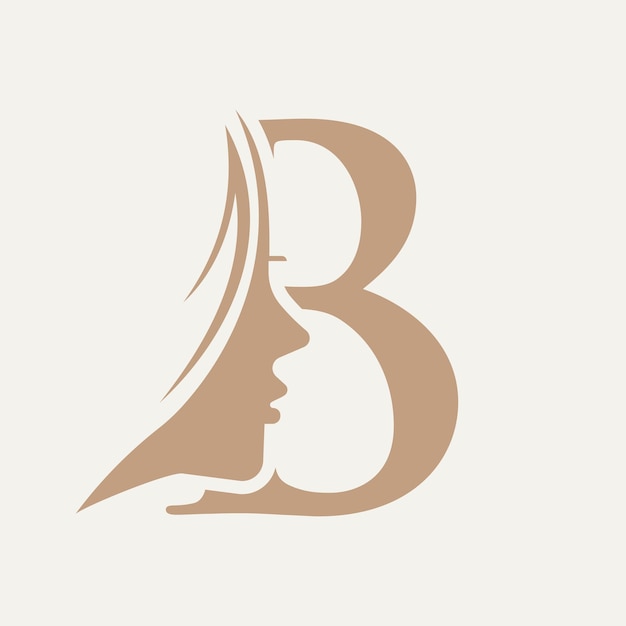 Vrouw gezicht Logo op Letter B Beauty Spa symbool met vrouw gezicht pictogram