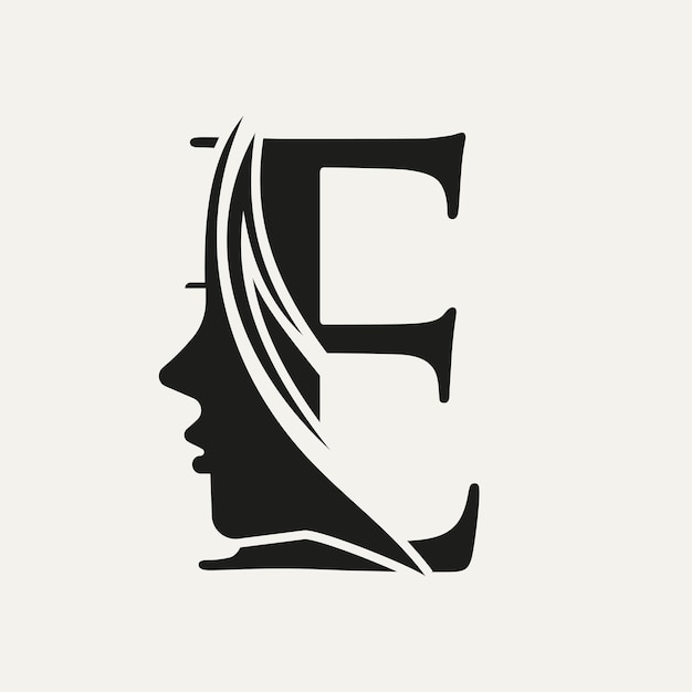 Vrouw gezicht Logo op Letter E Beauty Spa symbool met vrouw gezicht pictogram