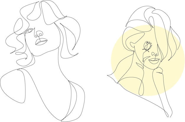 Vrouw hoofd vectorillustratie Lineart