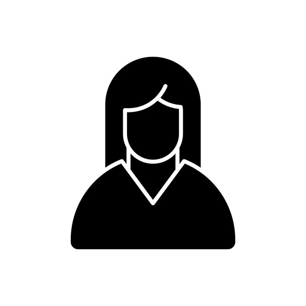 Vrouw icoon set meisje gezicht vector symbool vrouwelijke avatar teken dame leraar icoon in zwart gevuld en omschreven stijl