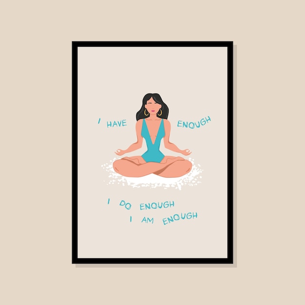 Vrouw in een yoga pose vector kunst print poster voor uw kunstgalerie aan de muur