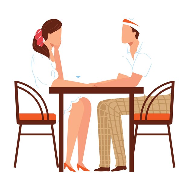 Vrouw in kantoorkleding zit tegenover de tafel van een man in casual kleding twee mensen in een serieuze