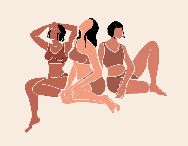Vrouw in ondergoed Body positive en zelfliefde zelfzorg concept Stijlvolle lingerie