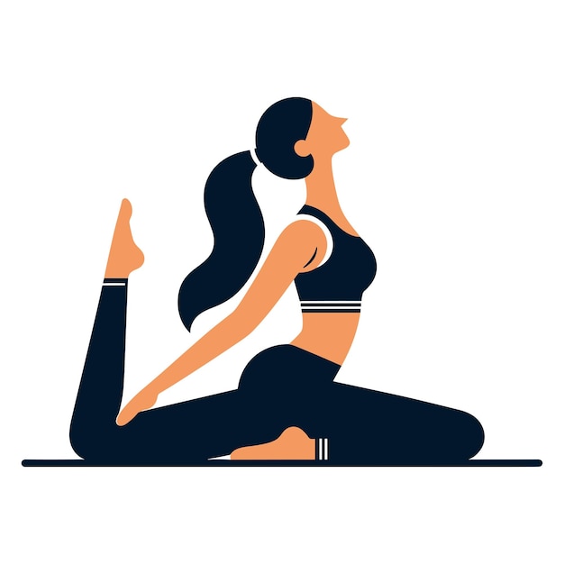 Vrouw in yoga meditatie pose vector illustratie goede mentale gezondheid yoga levensstijl en zelfzorg