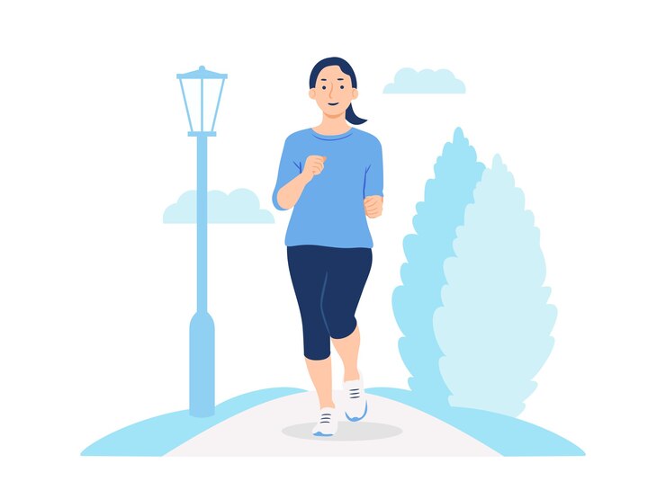 Vrouw joggen in de park concept illustratie