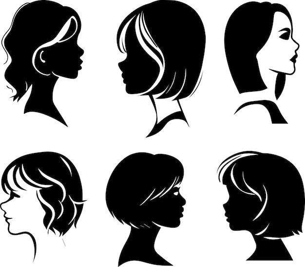 Vrouw kant gezicht vector silhouet 8