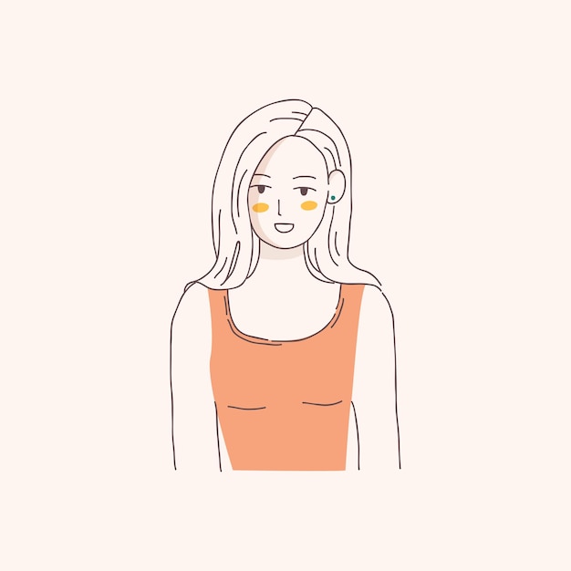 Vrouw karakter portret in vlakke stijl hand getekende illustratie concept