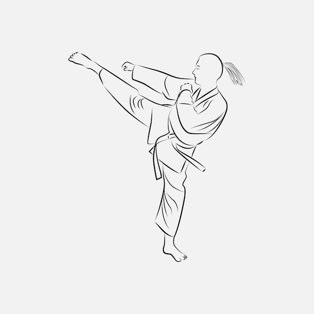 Vrouw karate vector silhouetten