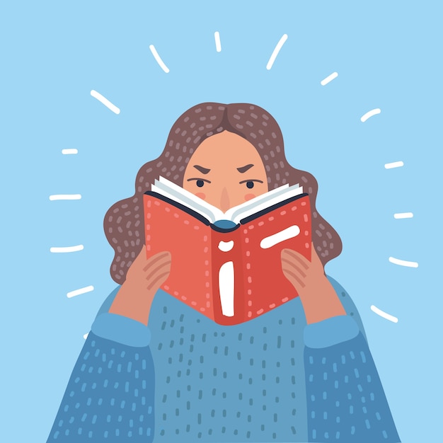 Vrouw leest leerboek pictogram vector illustratie ontwerp