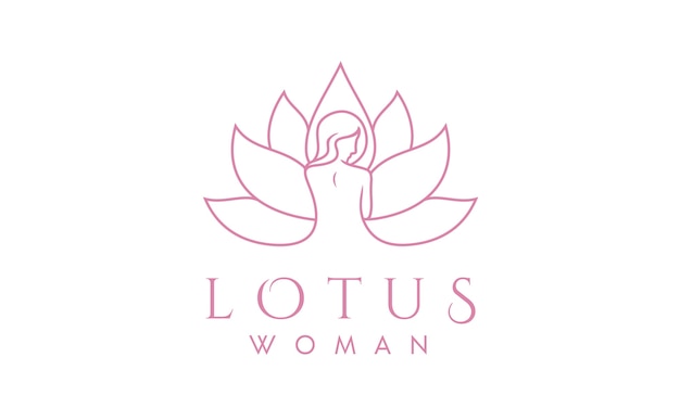 Vrouw Lotus Line Art voor spa-logo ontwerp