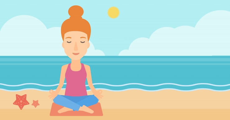 Vector vrouw mediteren in lotus pose.