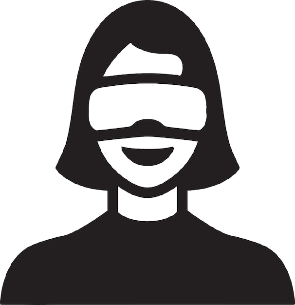 Vrouw met behulp van VR-headset logo ontwerp vector icoon