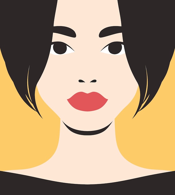 Vrouw met bob kapsel abstract minimalistisch portret in retro stijl Vector illustratie