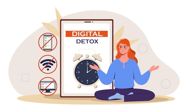 Vrouw met digitale detox vector