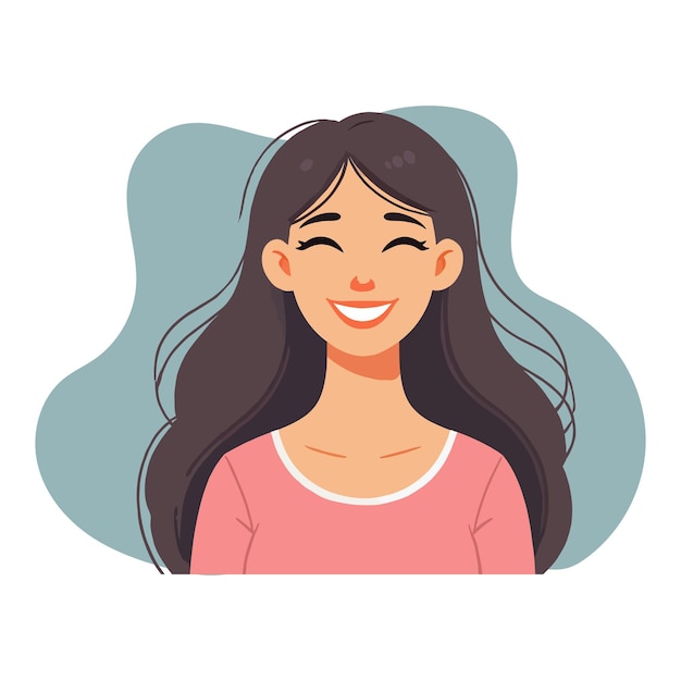 Vrouw met gelukkige uitdrukking platte cartoon vector