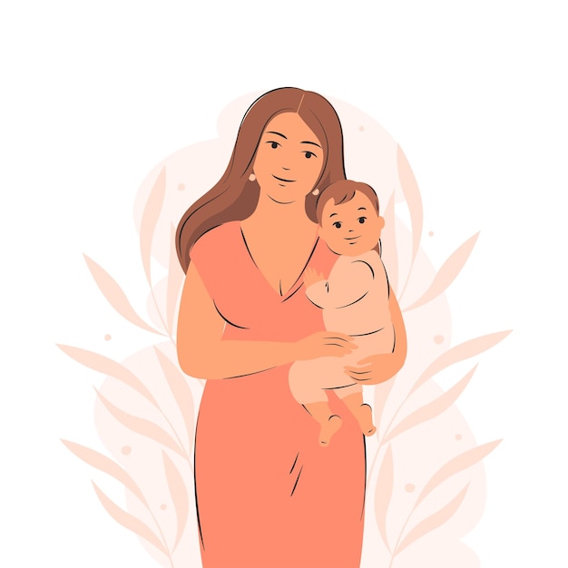 Vrouw met klein kind Borstvoeding en moederschap