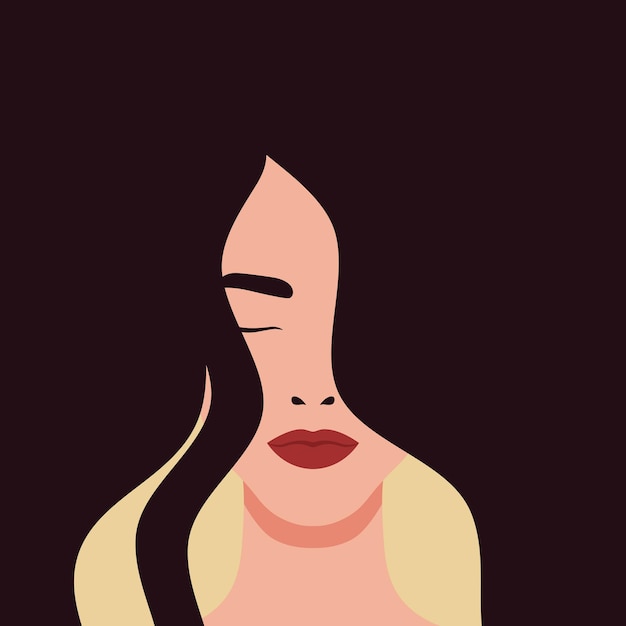 Vrouw met lang zwart haar achtergrond Mooie vrouw met lang haar dat het gezicht bedekt