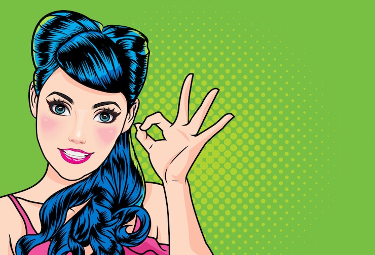 Vector vrouw met vinger oke gebaar actie