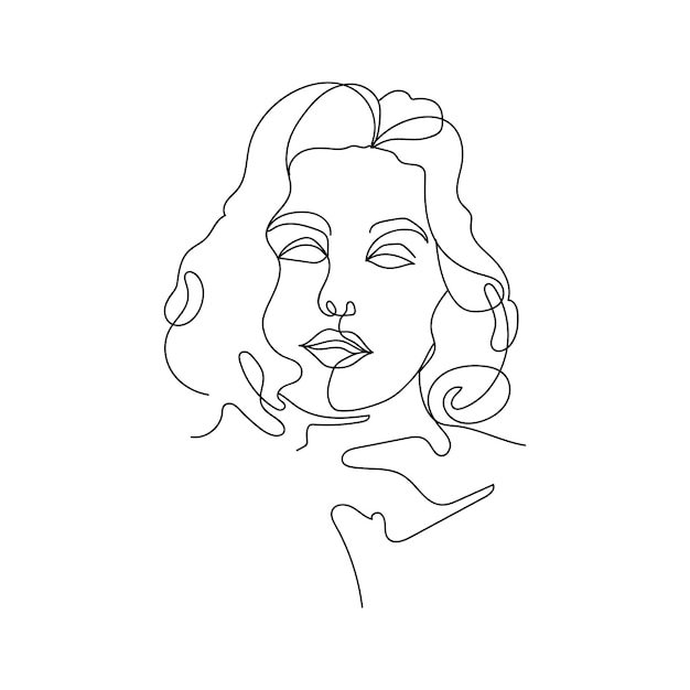 Vrouw minimale handgetekende illustratie éénregelige stijltekening