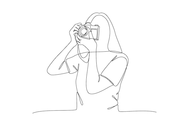 Vrouw neemt foto's met camera.