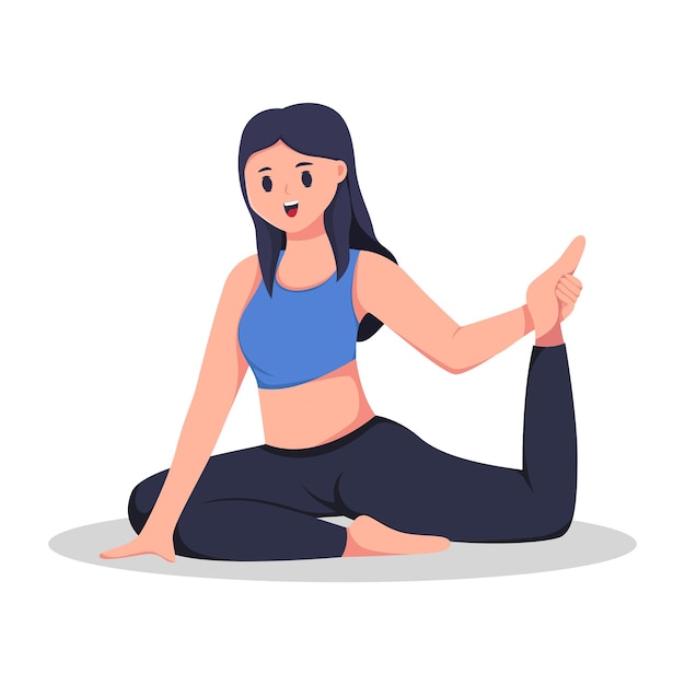 Vrouw ontspanning yoga pose karakter ontwerp illustratie