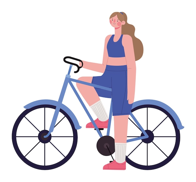 Vector vrouw op fiets.