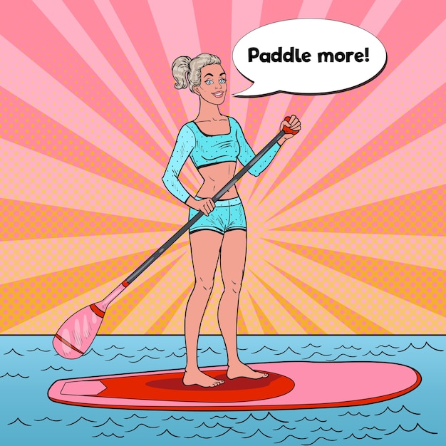 Vrouw op het stand up paddle board