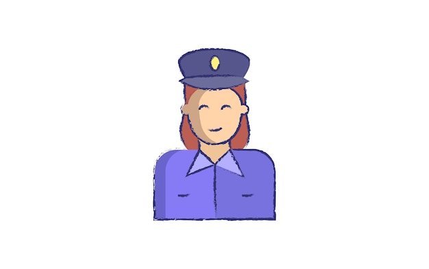 Vrouw politie hand getrokken vectorillustratie