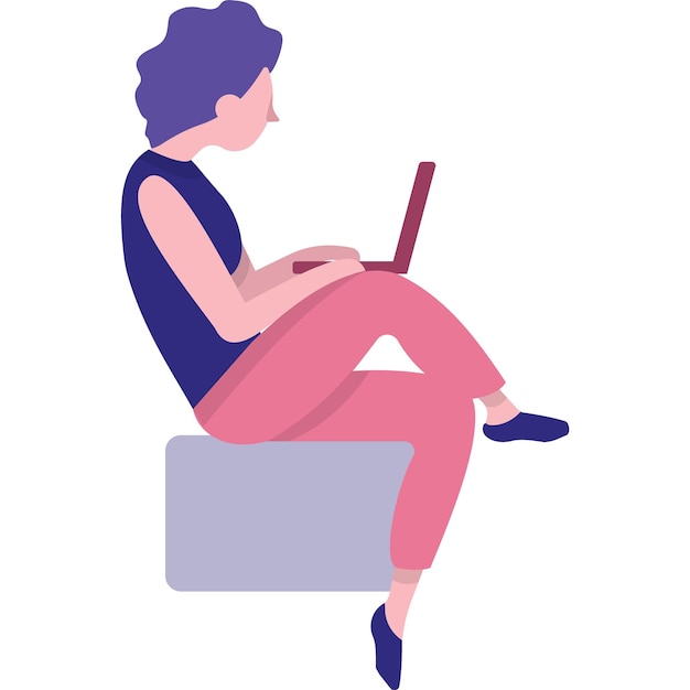 Vrouw programmeur werk op laptop vector pictogram