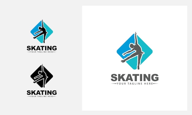 Vrouw schaatsen logo ontwerp