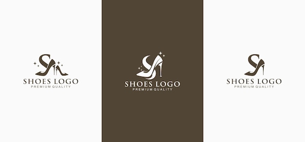 Vector vrouw schoen logo schoen vector vrouwelijke schoen stijl schoen logo sjabloonontwerp
