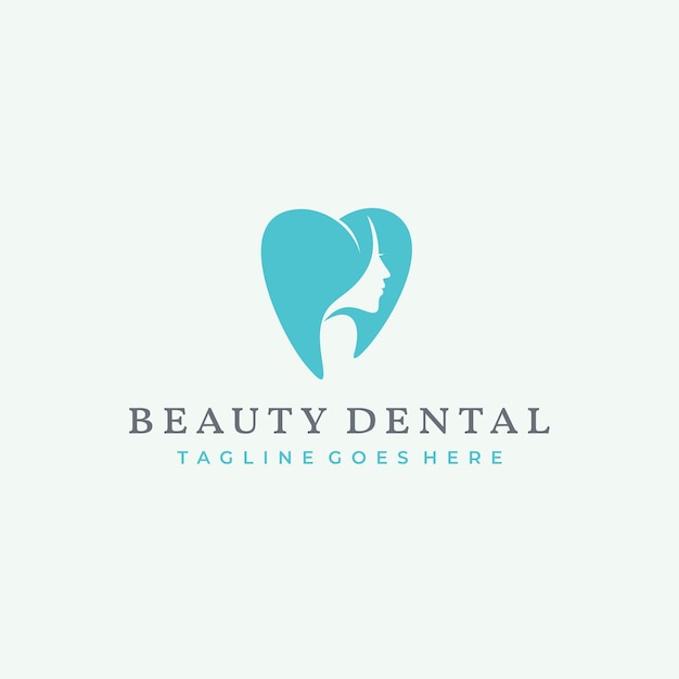 Vrouw schoonheid gezicht tandheelkundige tanden Logo ontwerp Vector