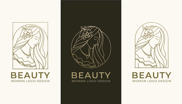 Vector vrouw schoonheid moderne gouden lijn kunst logo