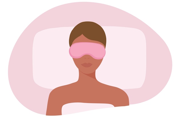 Vrouw slapen in bed met slaapmasker. Gezonde en zorgzame vrouw