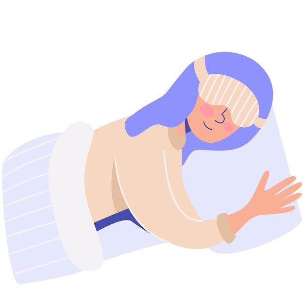 Vrouw slapend in een bed met een slaapmasker Healthy sleepWorld sleep day Nationale bedmaand