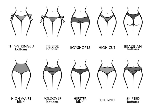 Vrouw slipjes modellen en soorten kleding vector