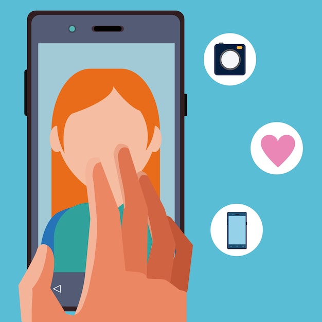 Vector vrouw sociale media profiel van smartphone