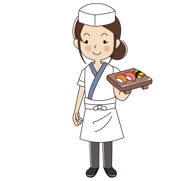 Vrouw sushi chef-kok