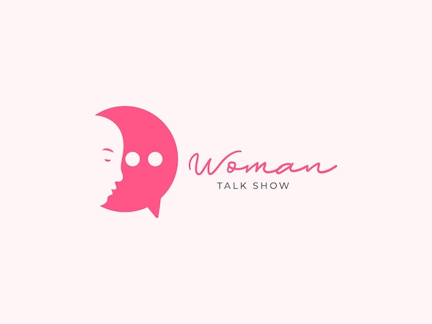 Vector vrouw talkshow logo ontwerpconcept