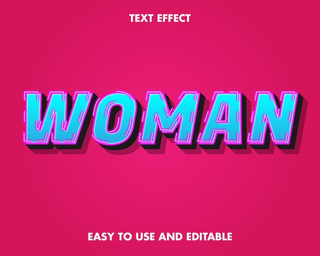 Vrouw teksteffect. bewerkbaar lettertype-effect.