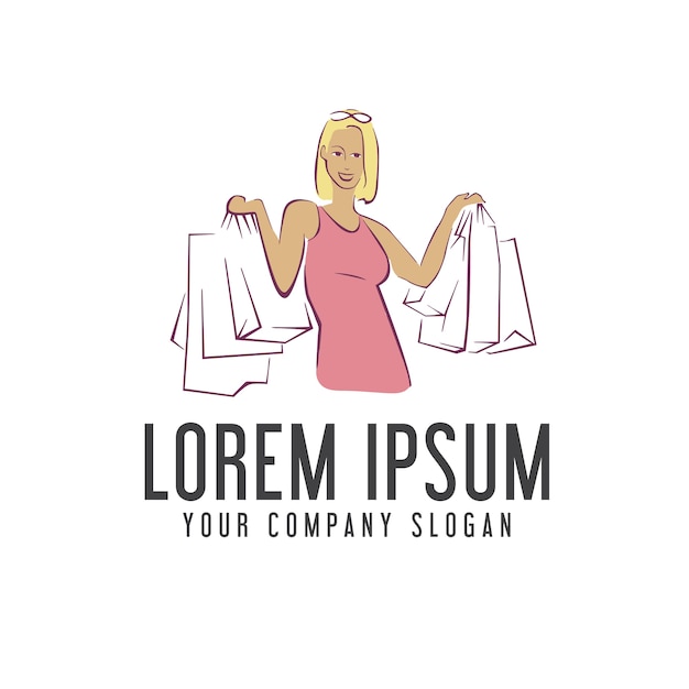 vrouw winkelen logo ontwerpsjabloon