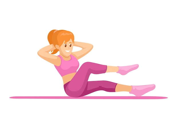 Vector vrouw workout en yoga oefening sport cartoon illustratie vector