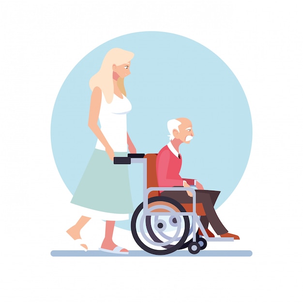Vrouw zorgt voor de oude man