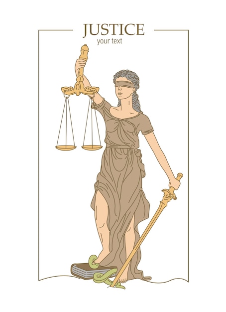 Vrouwe Justitia afbeelding met tekst in frame