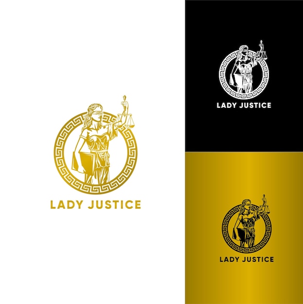 Vrouwe Justitia Themis Met Zwartboek Logo Inspiratie voor Advocatenkantoor