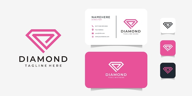 Vrouwelijk diamanten edelstenen logo-ontwerp met sjabloon voor visitekaartjes Logo kan worden gebruikt voor pictogrammerkidentiteit, schatjuwelen en zakelijk bedrijf
