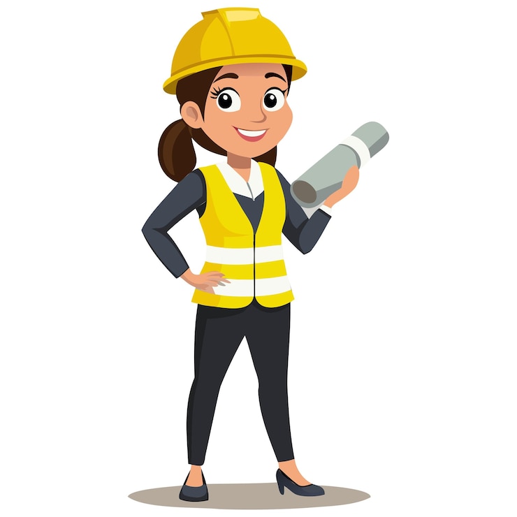 Vector vrouwelijke architect cartoon vector creatief ontwerp professionele illustratie